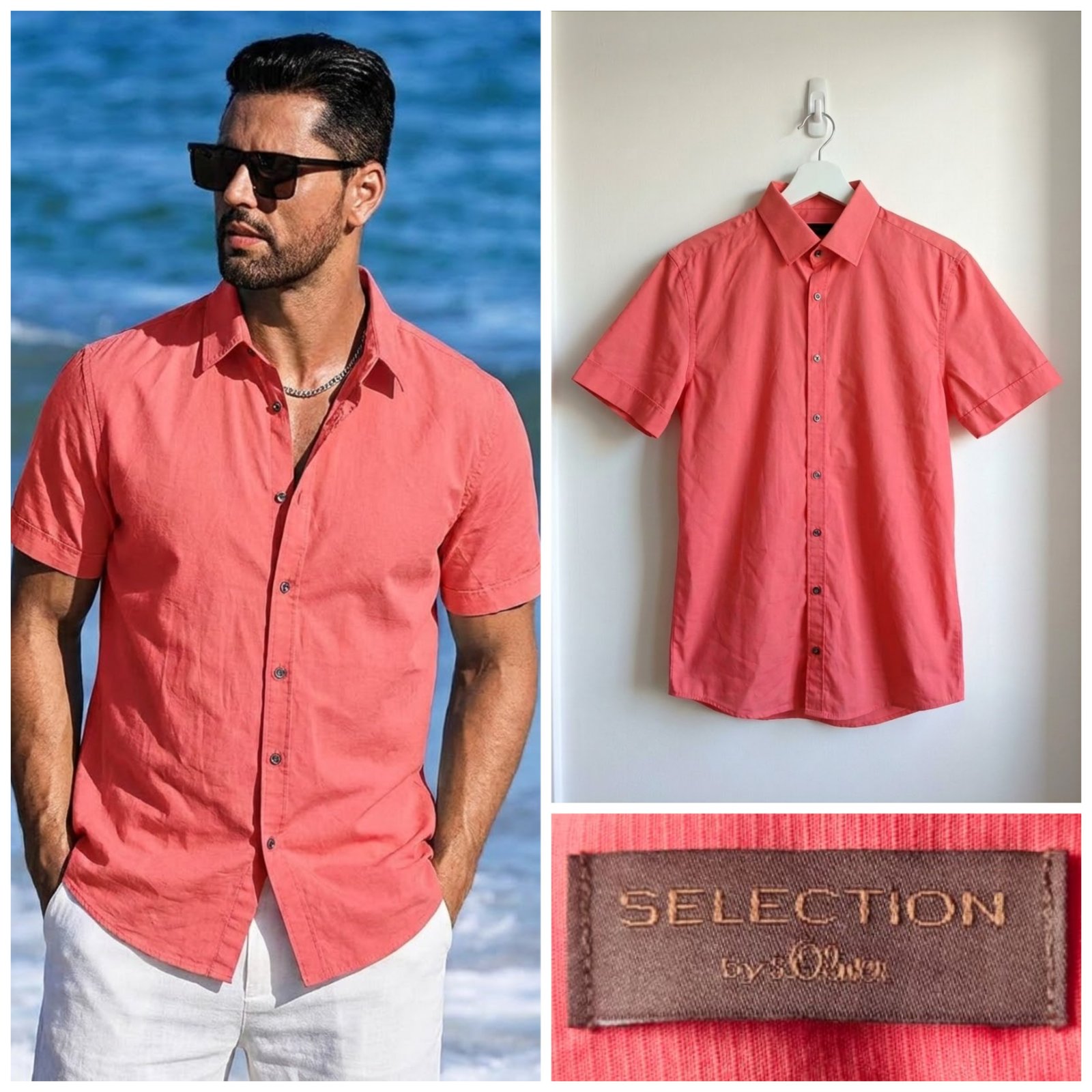 Chemise demi manche Corail SELECTION by S.Oliver pour homme taille L (41)