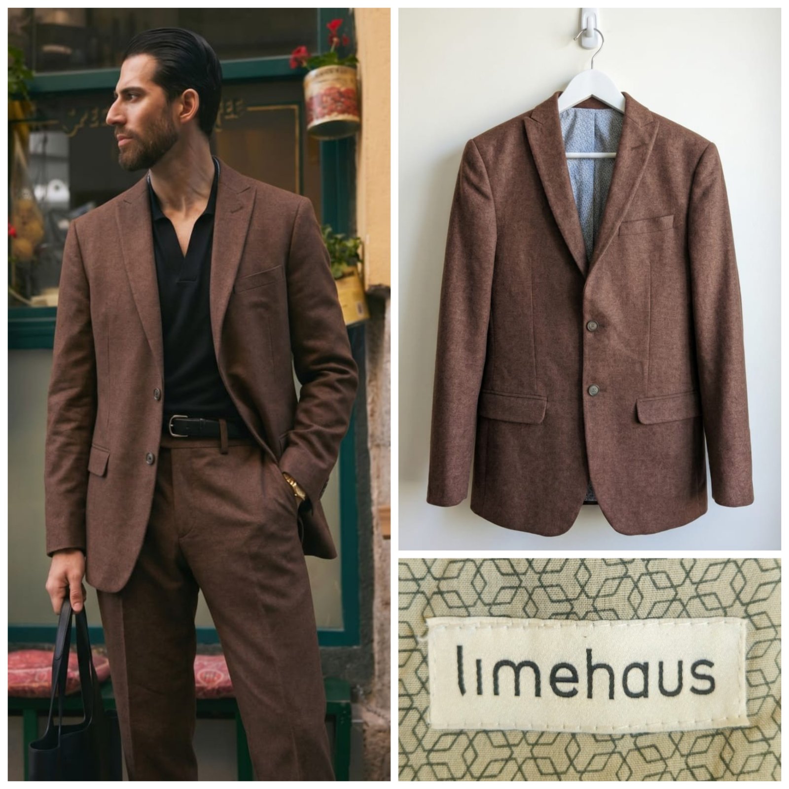 Costume complet LIMEHAUS marron rouille pour homme taille S