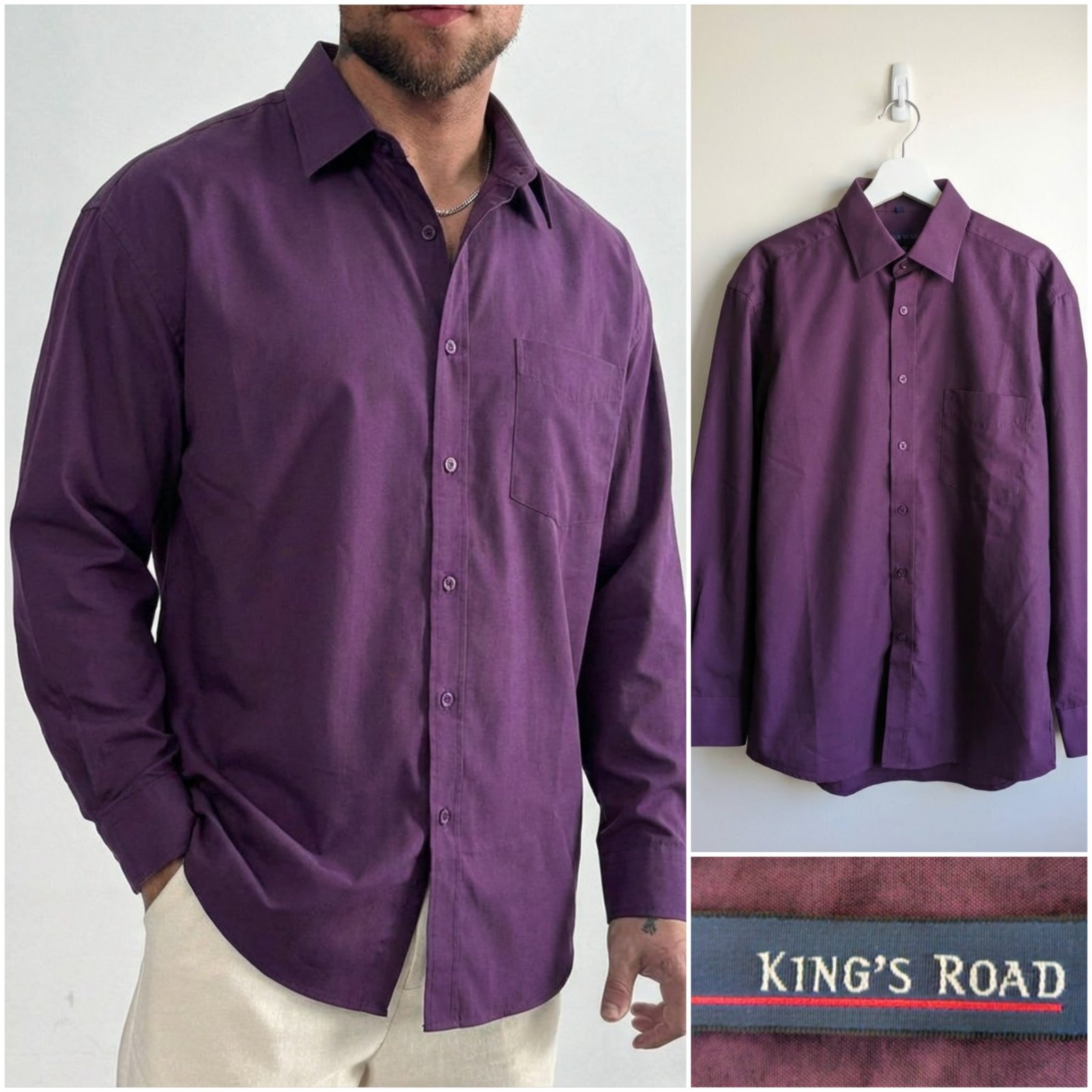 Chemise violet KING'S ROAD pour homme taille XL (43)