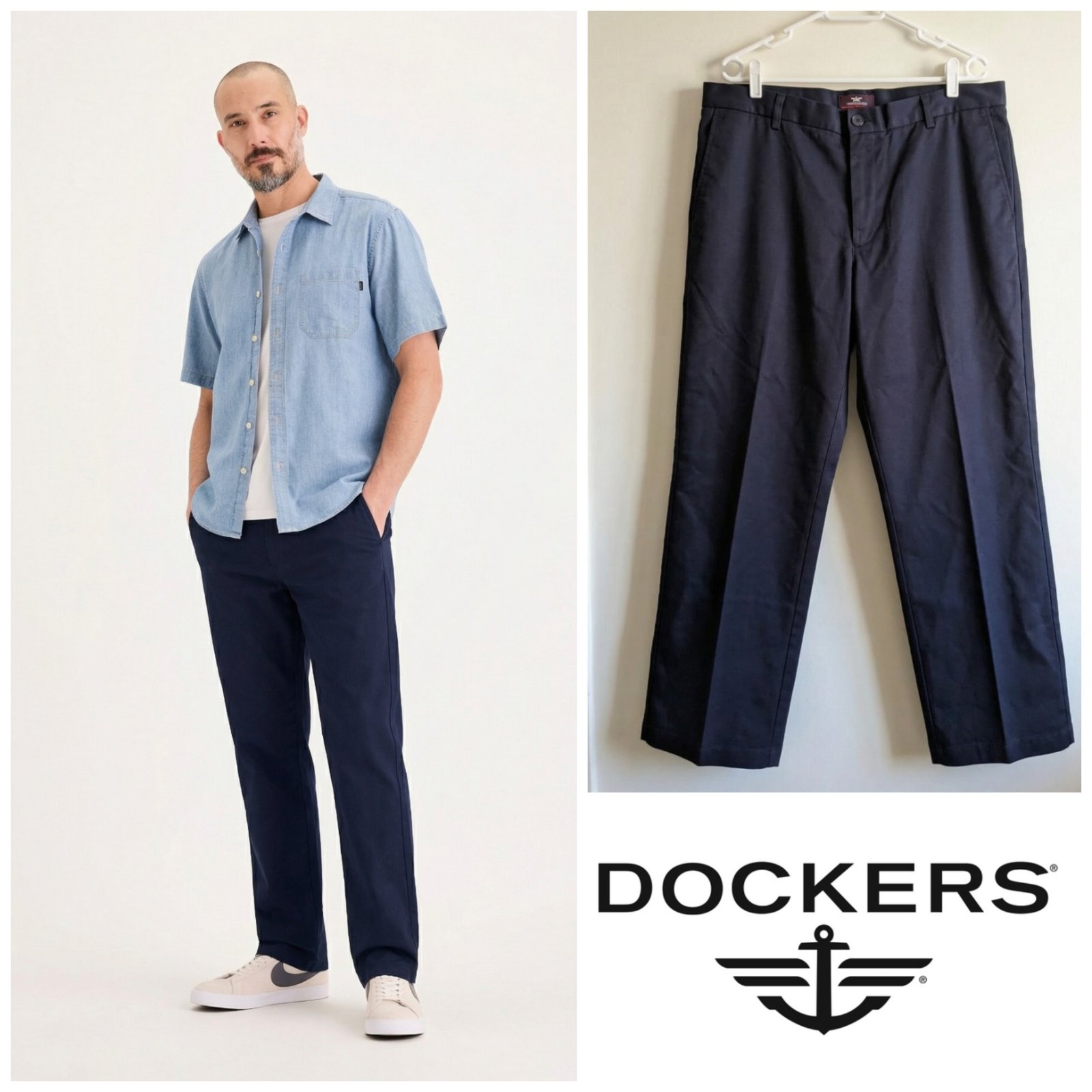 Pantalon bleu marine DOCKERS 100% cotton homme taille 46 (ylabbes L/M)