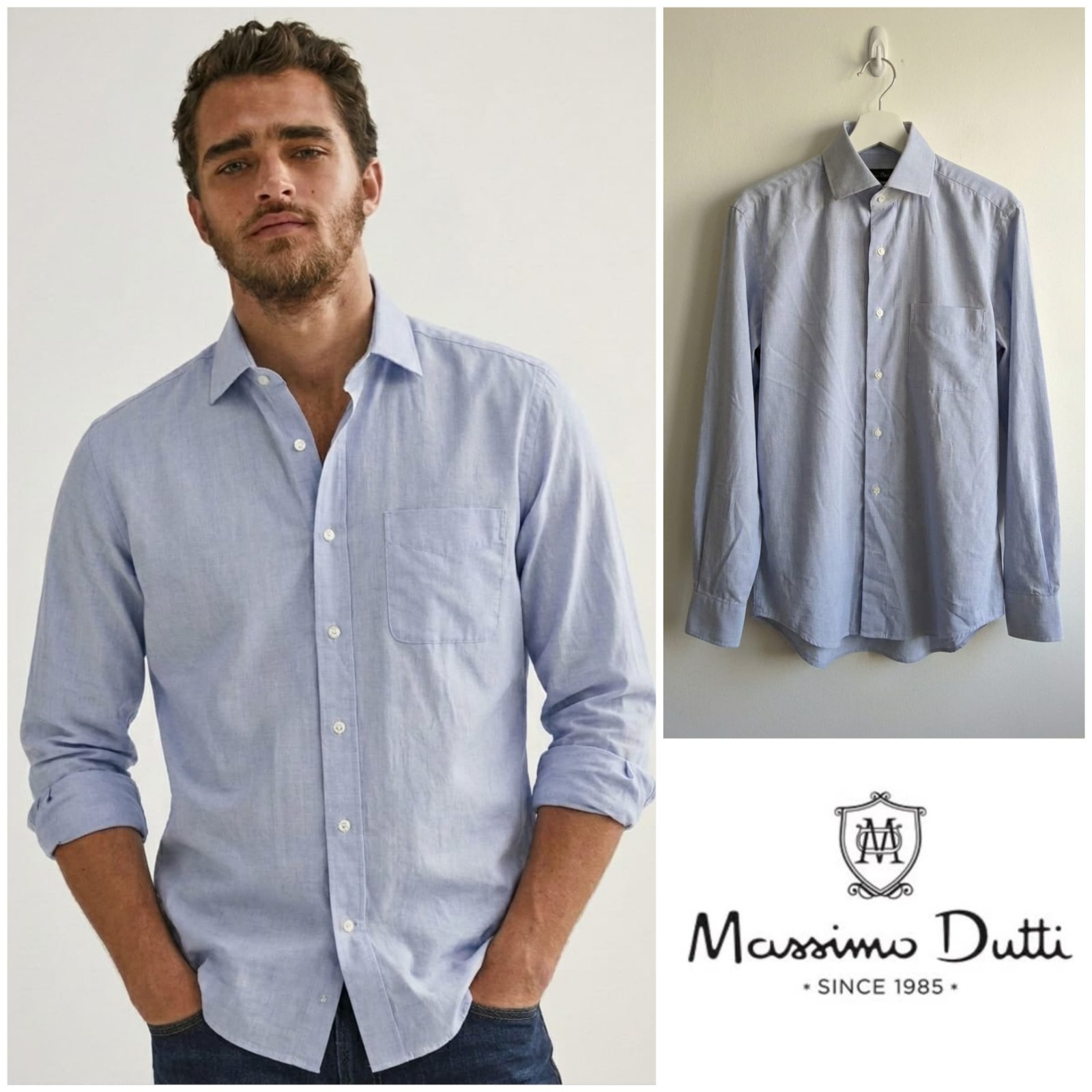 Chemise bleu ciel Massimo Dutti pour homme taille (15.5/39) tlabbes M
