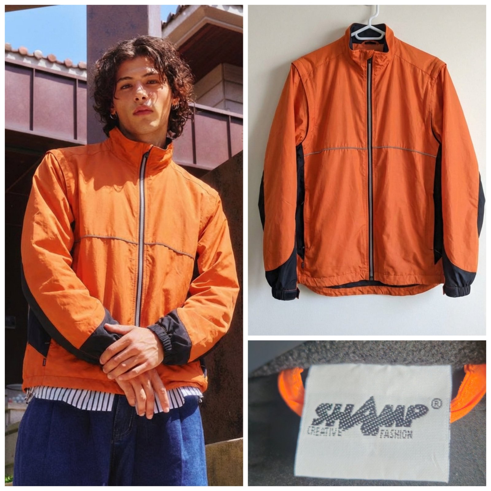 Veste survêtement vintage orange SHAMP taille M avec manches detachables