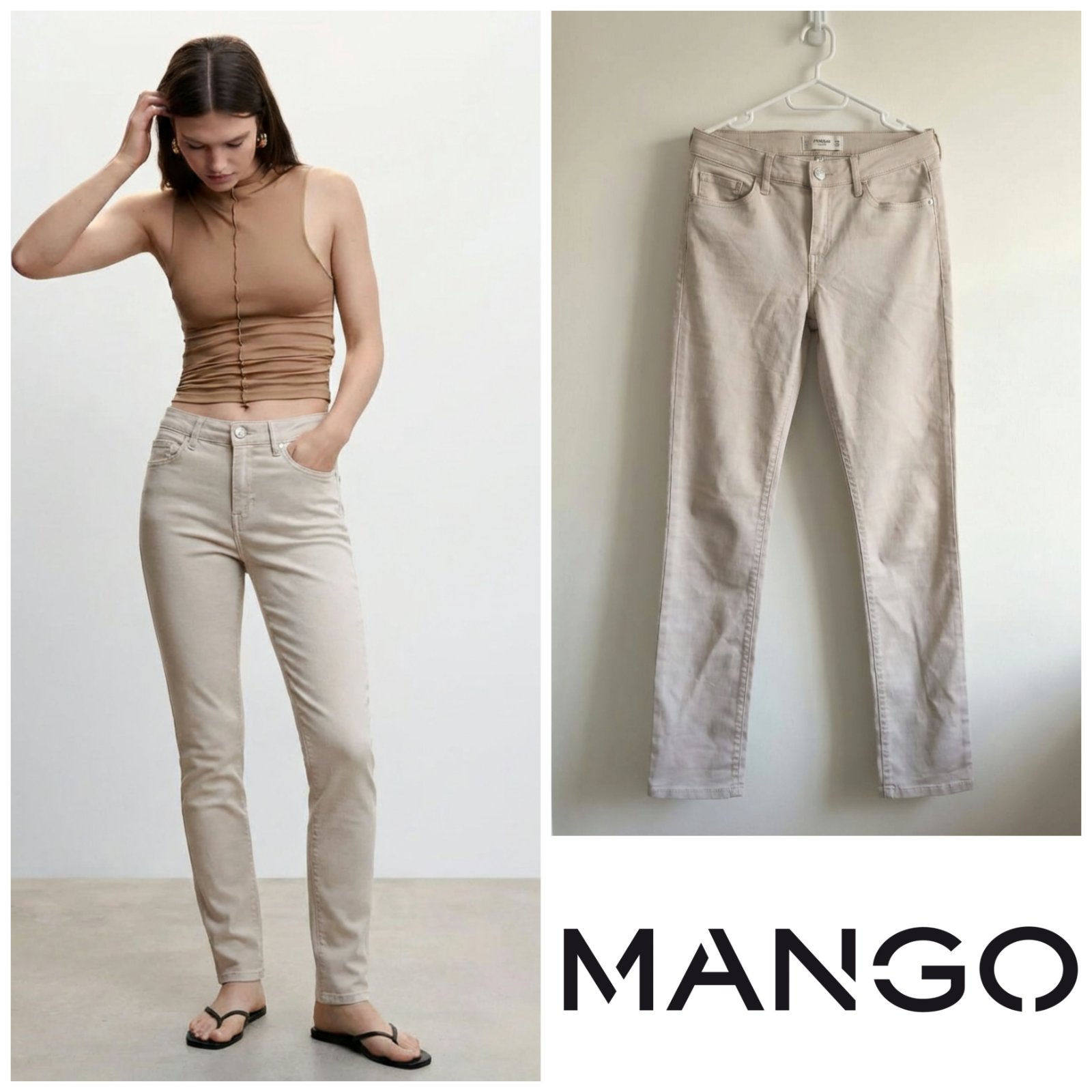 Pantalon beige MANGO pour femme taille 34