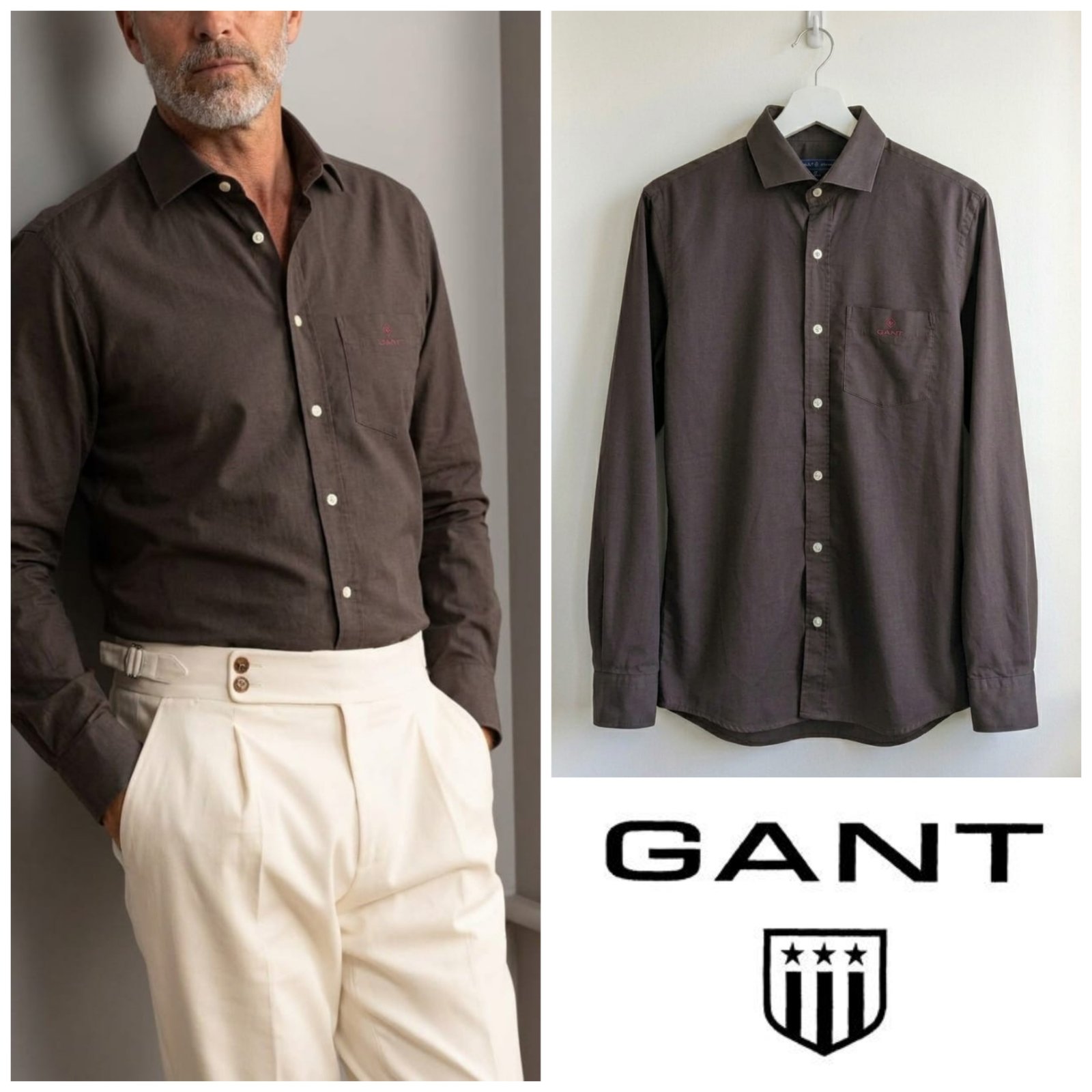 Chemise Gris foncé anthracite GANT pour homme taille M