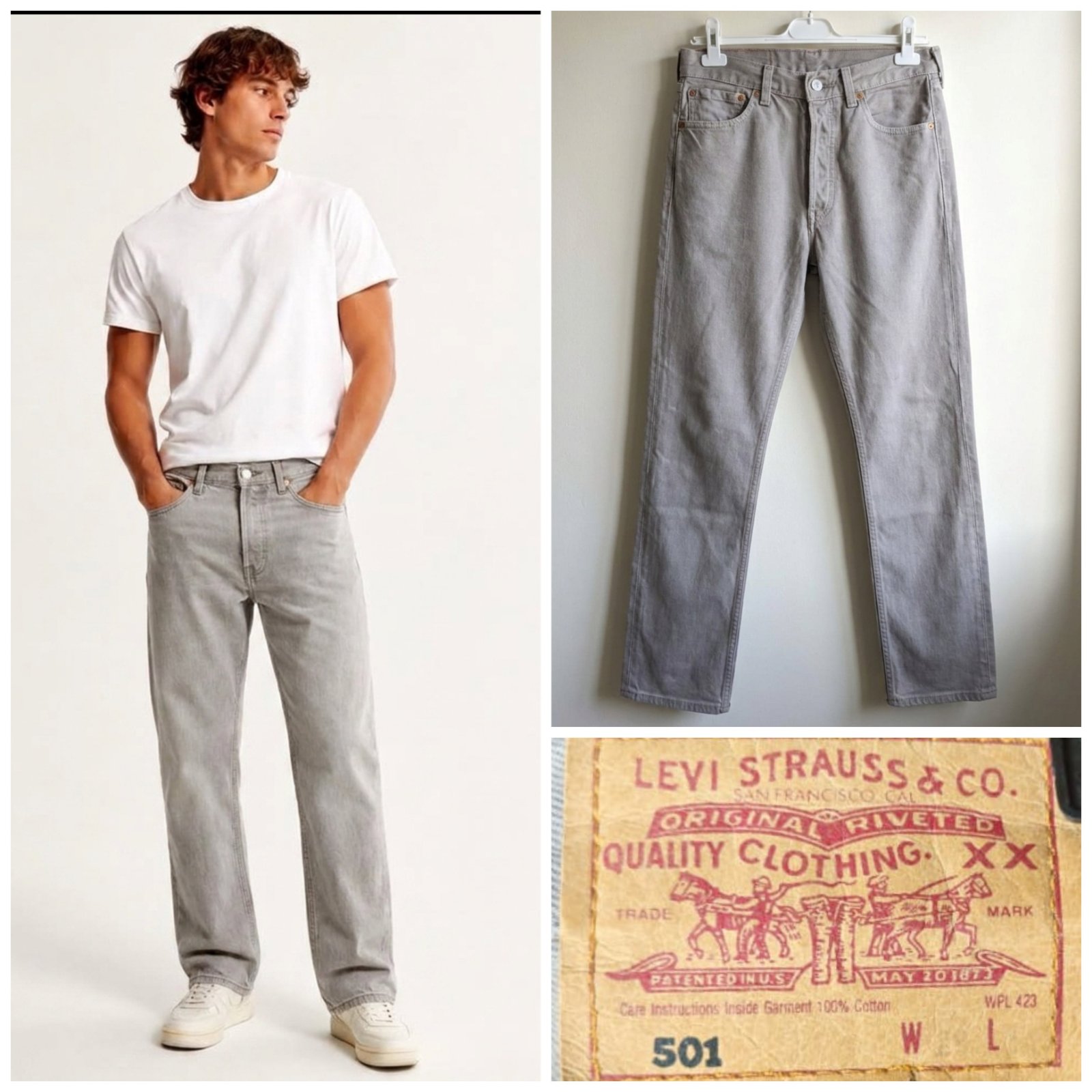 Jeans gris LEVI'S 501 pour homme taille S (29US) ( 39EU)