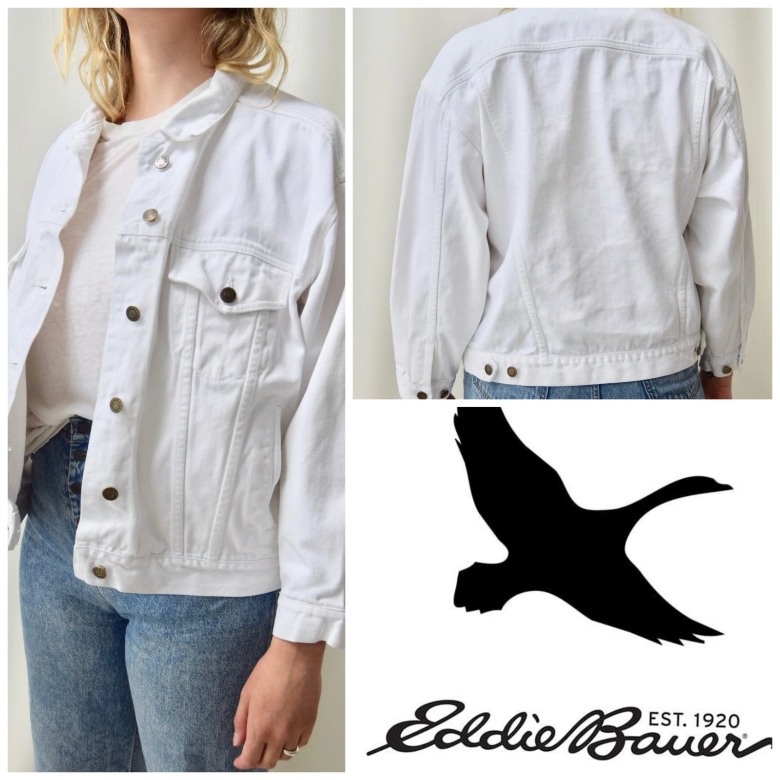 Veste jean blanche EDDIE BAUER pour femme taille XL