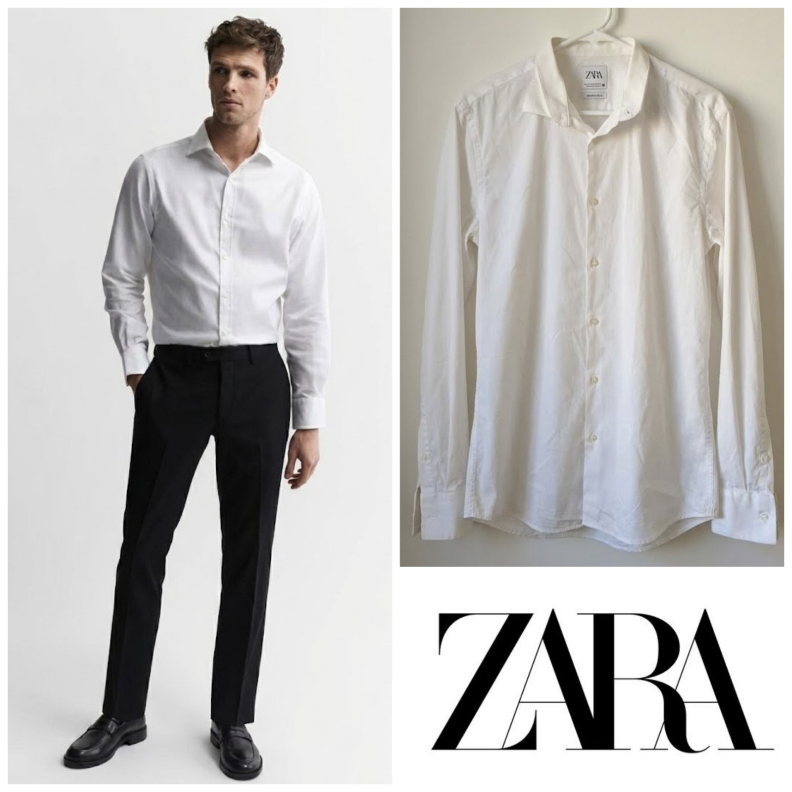 Chemise blanche ZARA slim fit pour homme taille M