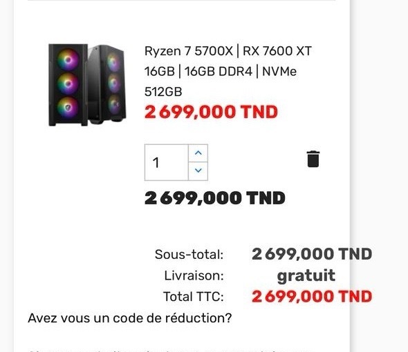 Pc gamer en plus clavier et souris 