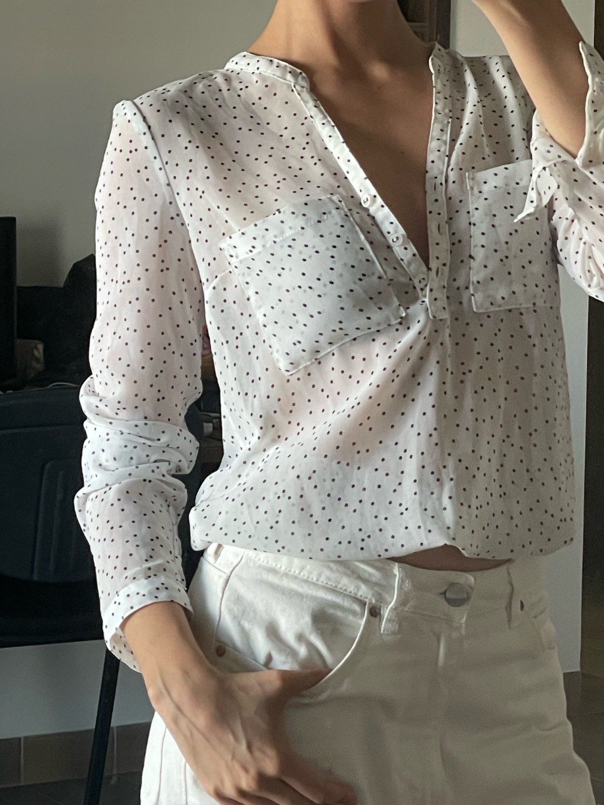 Chemise blanche polka dots