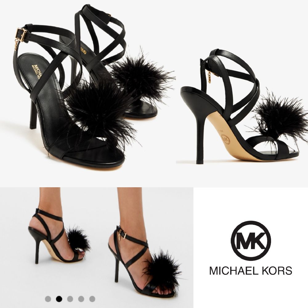 Whitby Feather Trim Leather Sandal michael kors