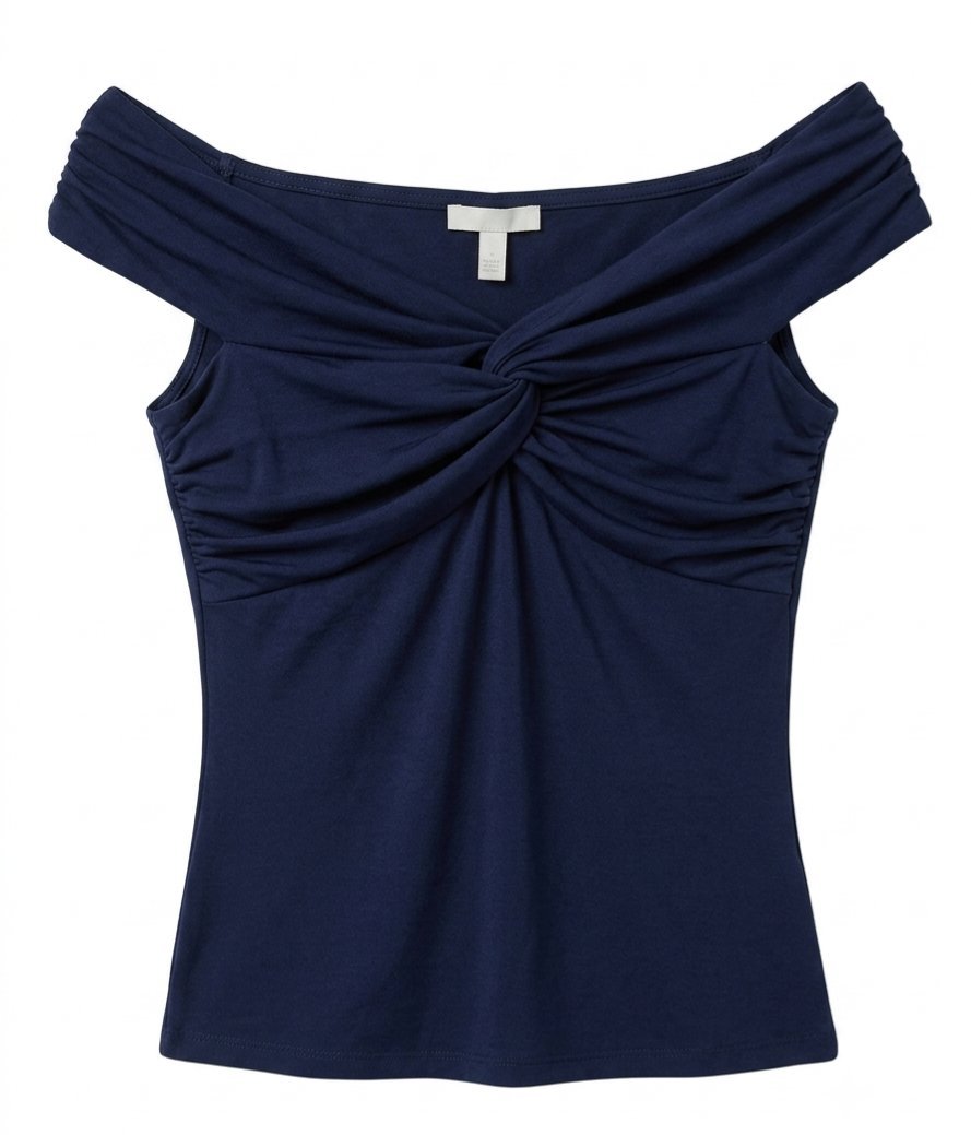 Navy Blue Off-Shoulder 