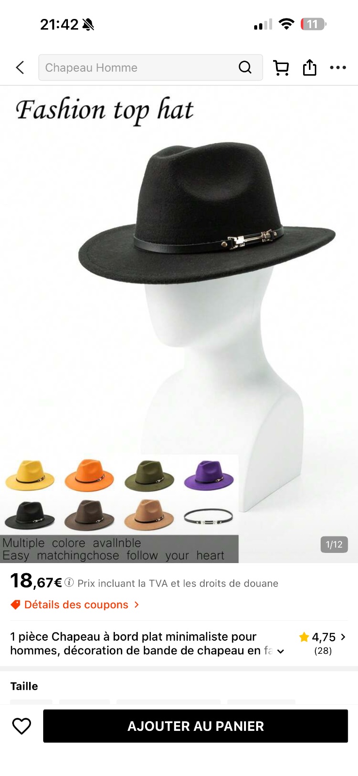 Chapeau élégant d'hiver Shein neuf