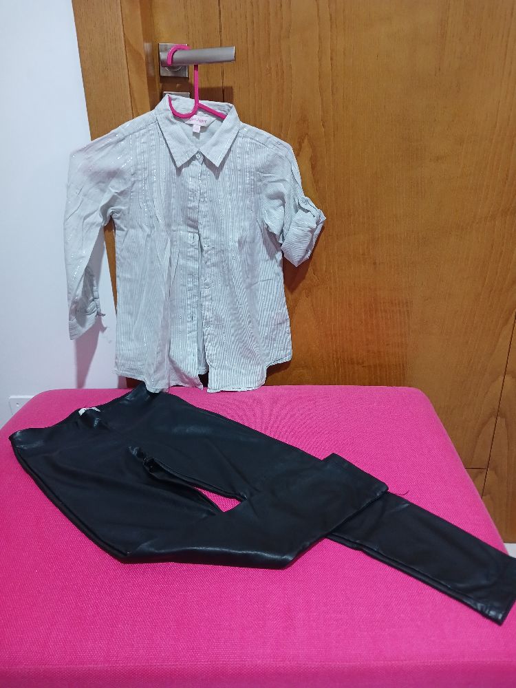 Set chemise coton + pantalon simili cuir pour filles 8ans 💥💥💥