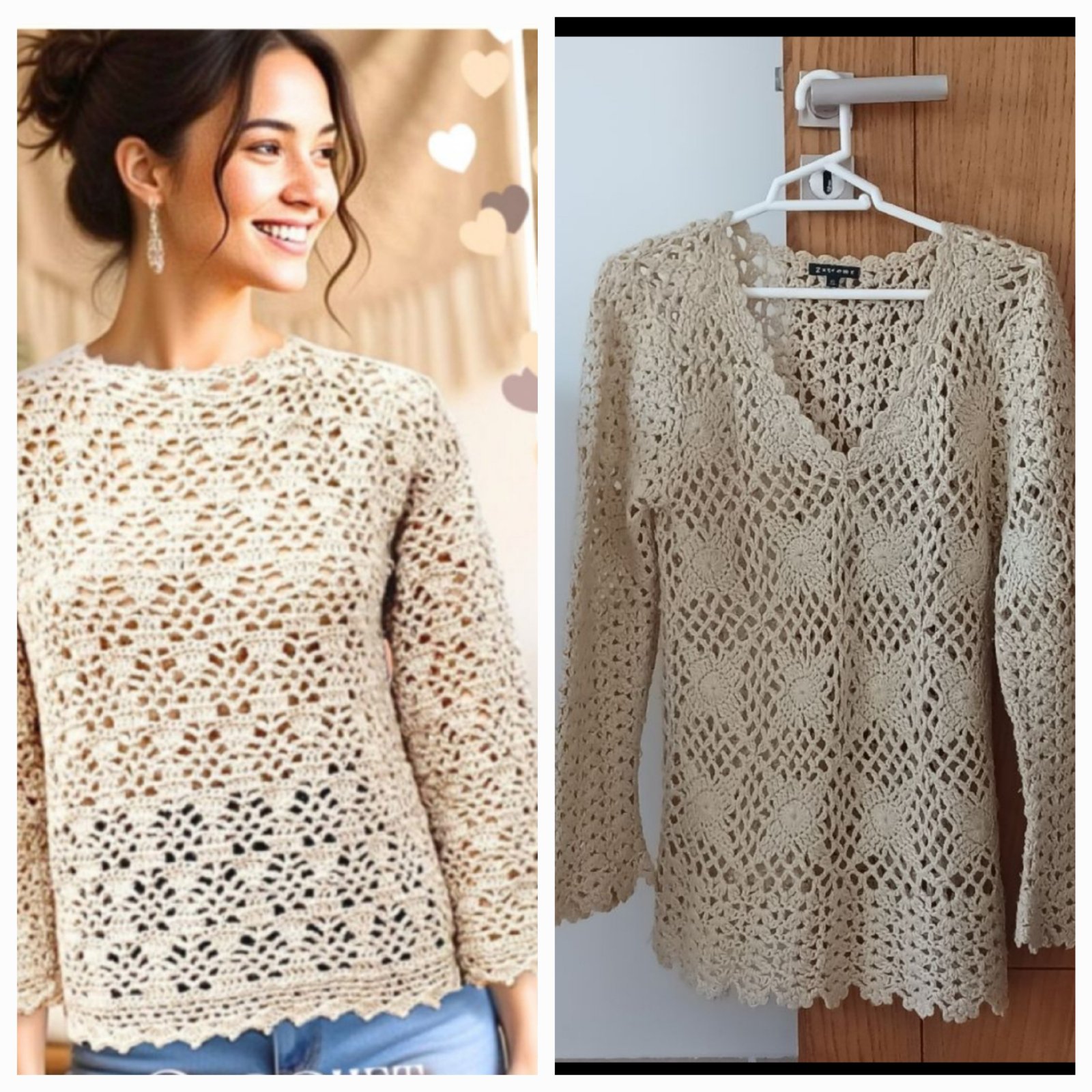 Pull beige XL en crochets 💯 laine de la marque 2Xtremz