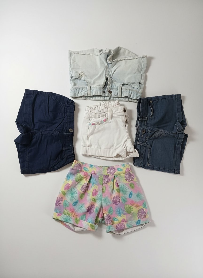 💙❤️🩷 Lot de 5 shorts pour filles de 6 ans 🩷❤️💙