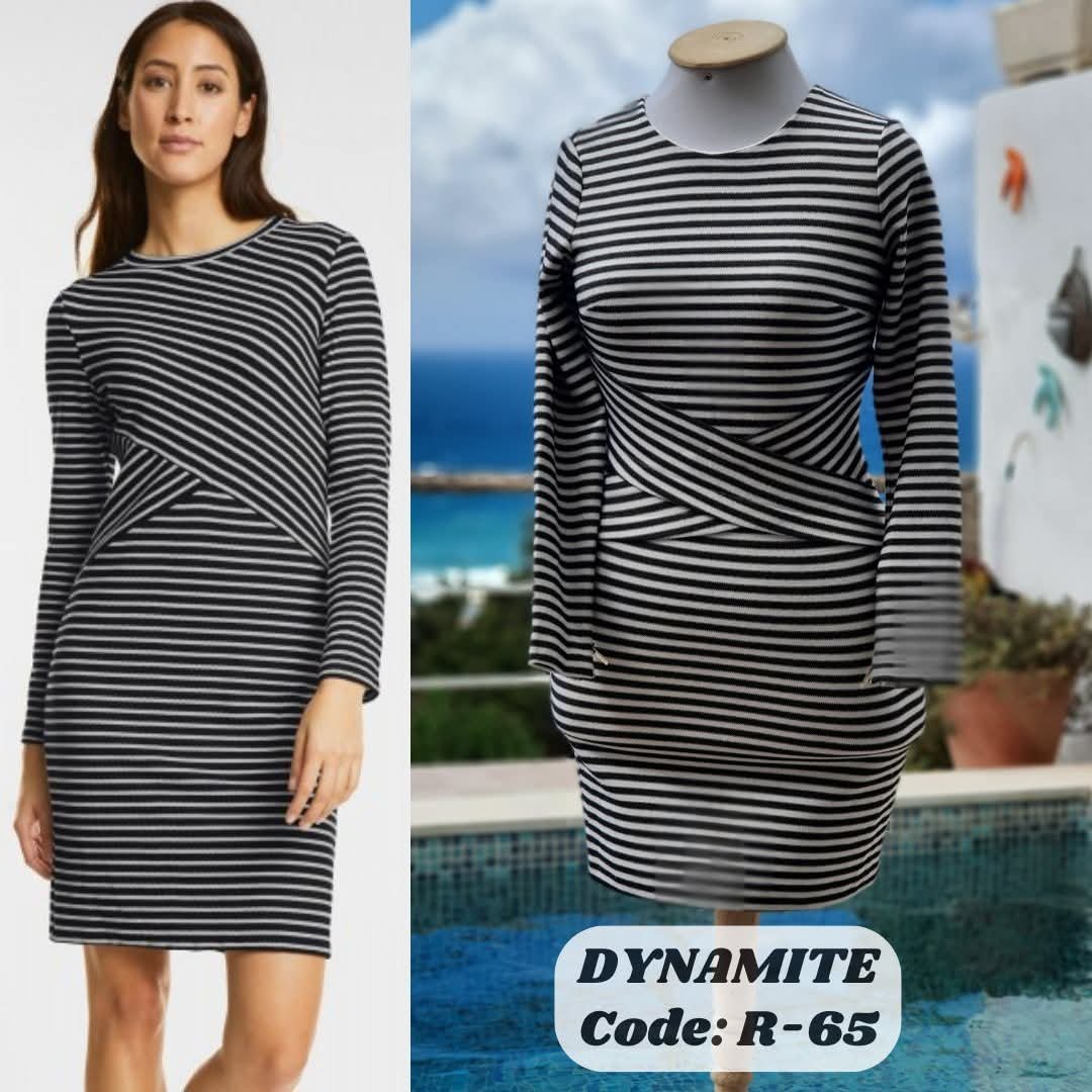 Asorable robe à rayures moulante 🥰🌸