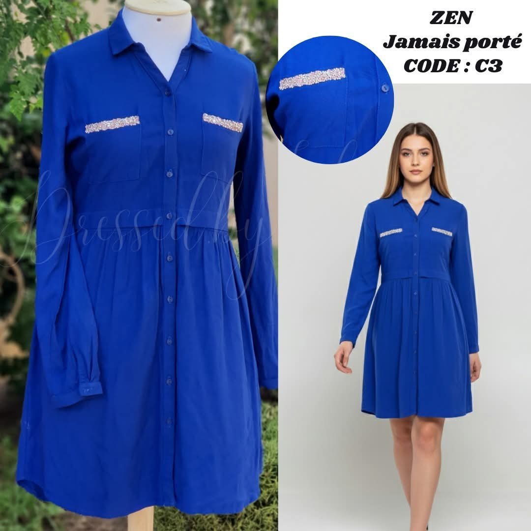 Magnifique robe chemise bleu électrique ✨️ jamais portée 🤩