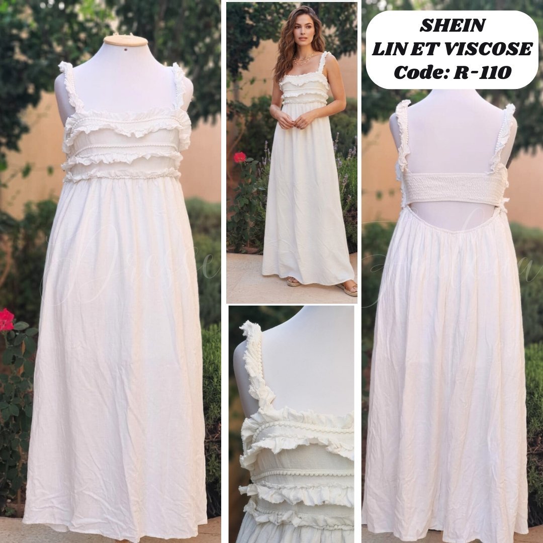 Adorable robe longue en lin et viscose 🌸🤍🤍