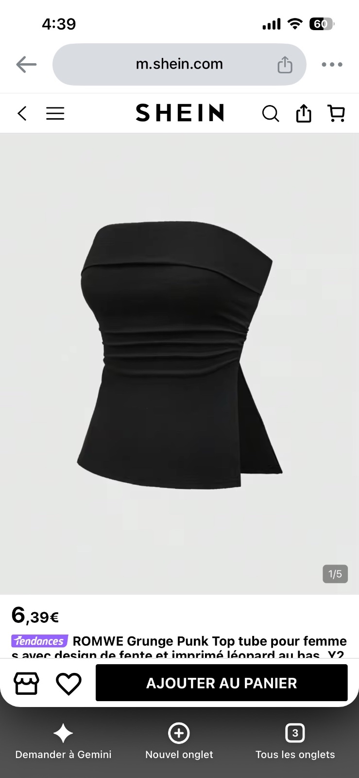 Top bustier noir SHEIN 