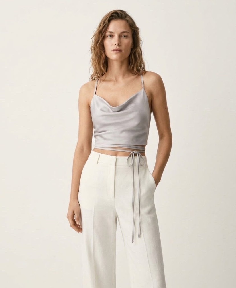 Top satiné beige