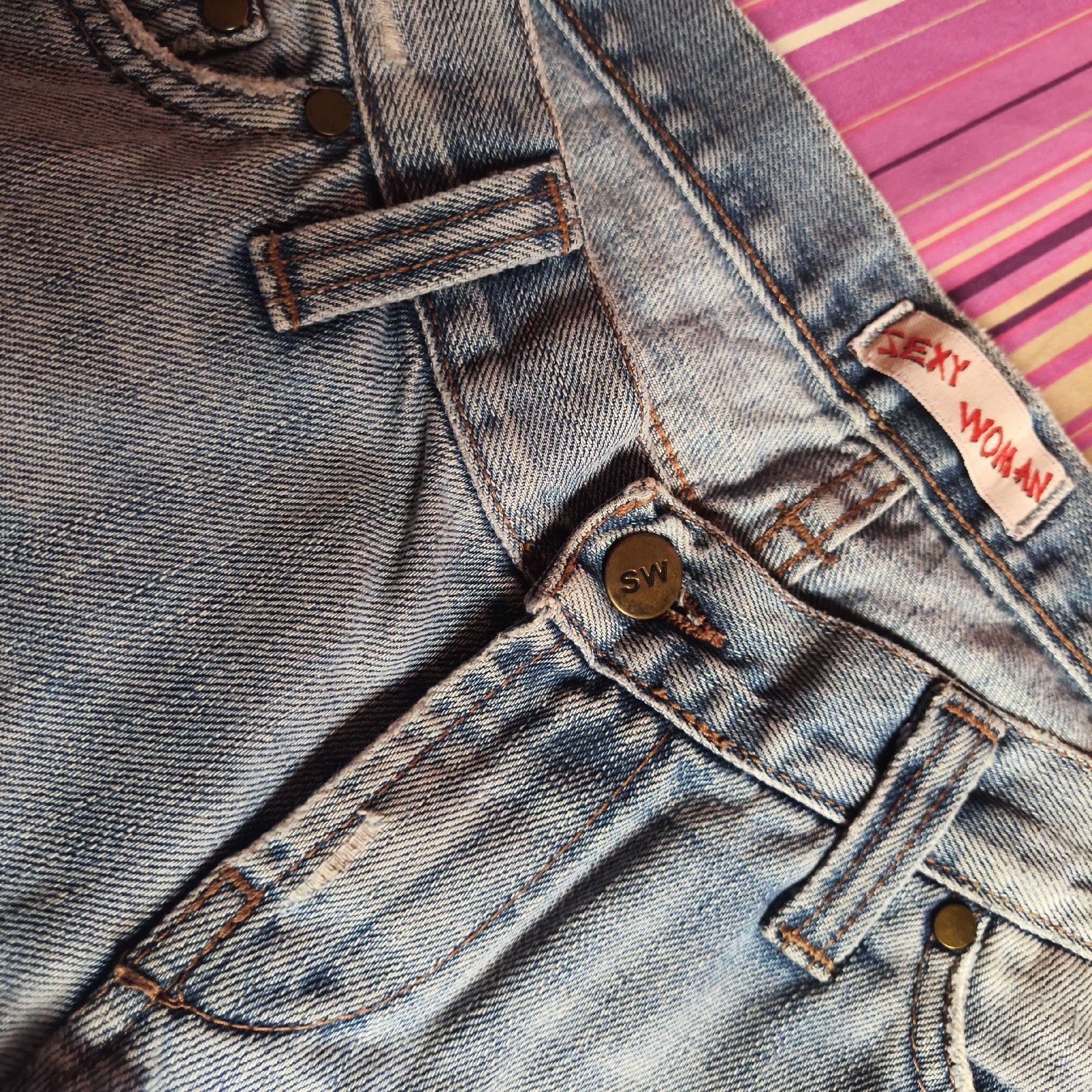  Sexy Woman Italy jeans light blue vintage