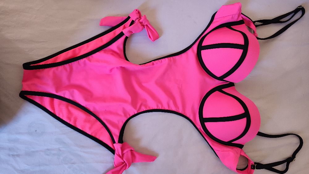 Monokini fuchsia néon push-up 💖✨1 pièce
