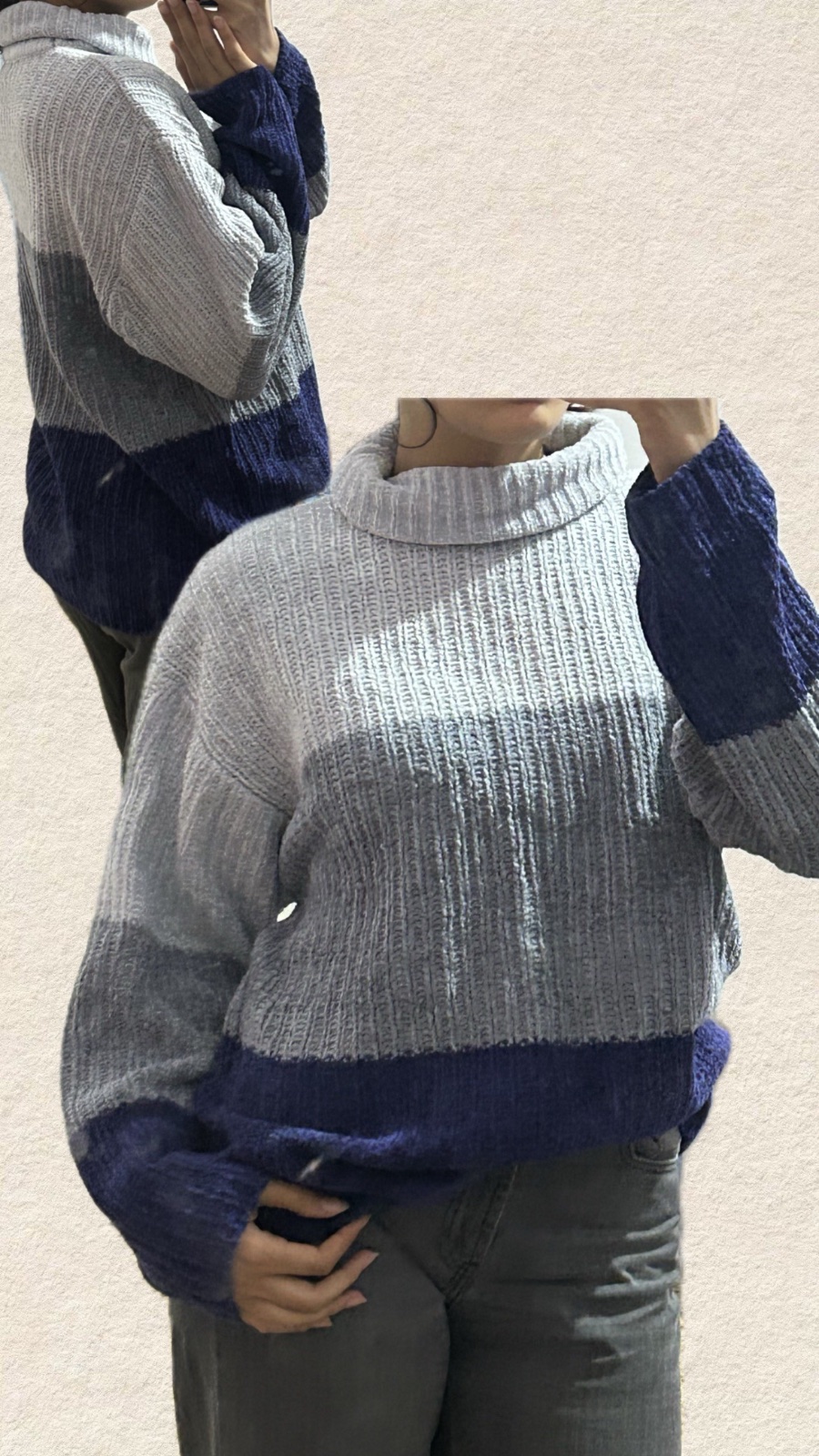 Pull bleu et gris 