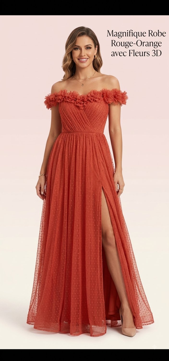 Robe rouge orangé