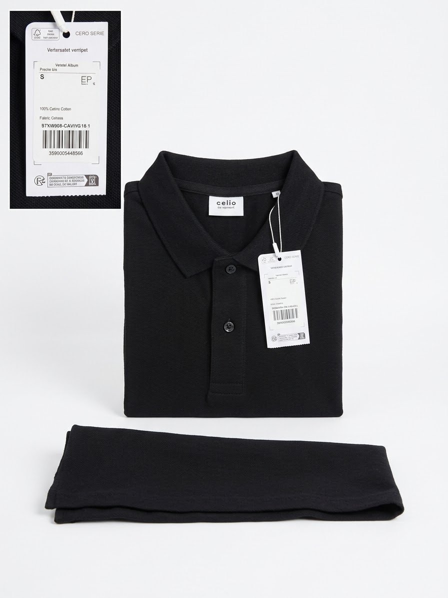 Polo Homme Celio* Noir (Taille S) – Neuf avec Étiquettes et Boîte D'origine