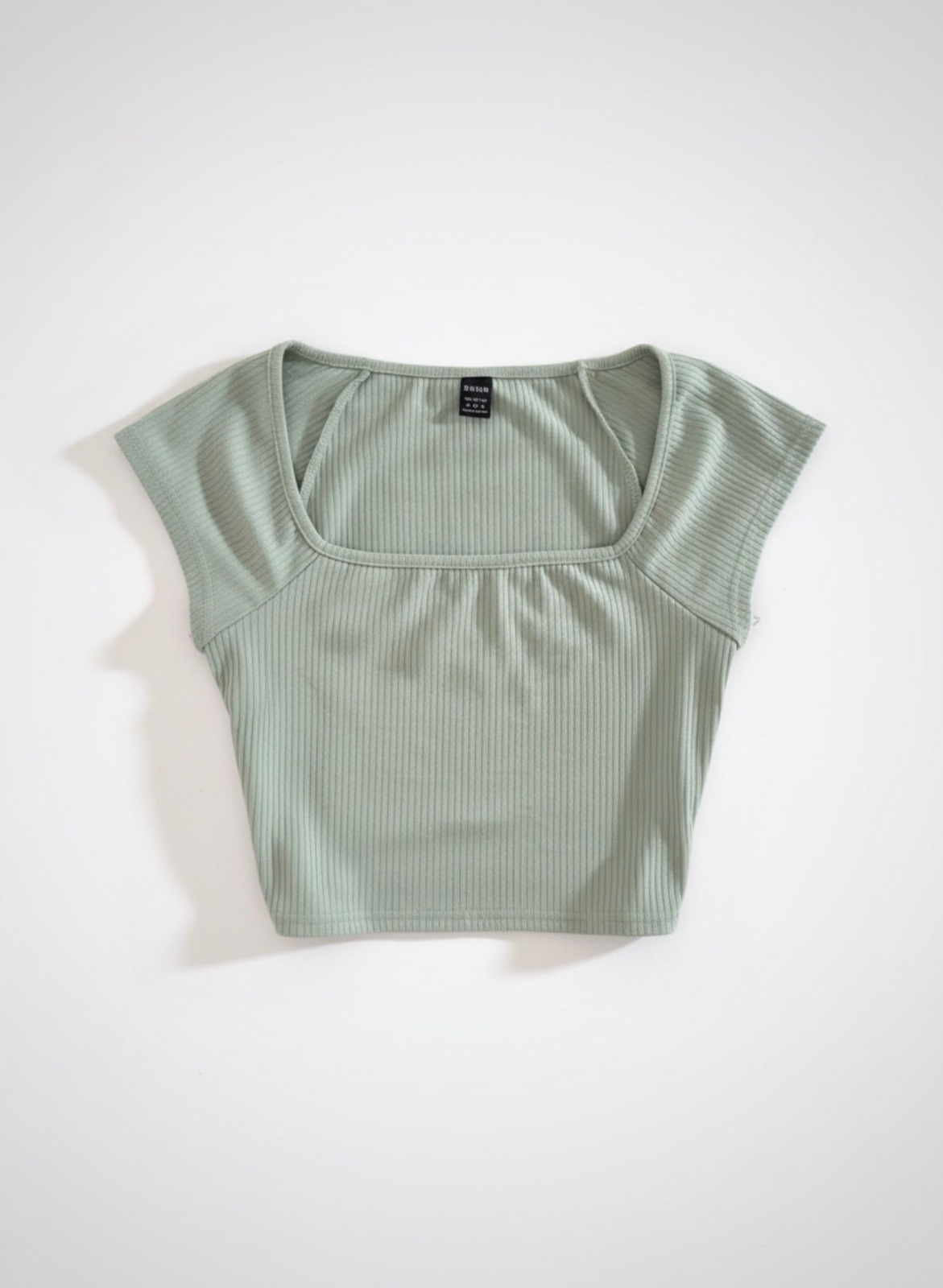 Crop top vert menthe côtelé Shein