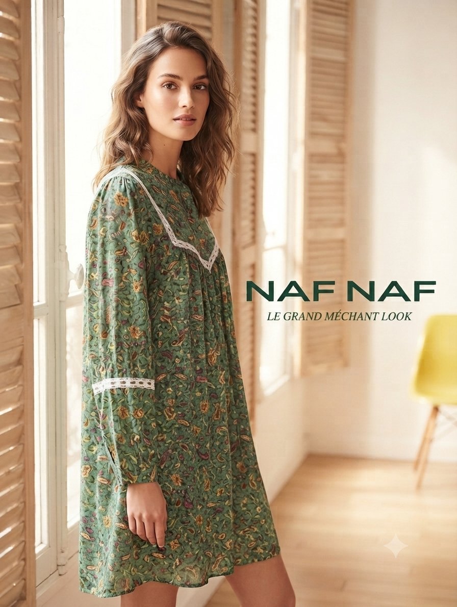 Robe Naf Naf verte fleurie - Neuve avec étiquette💮