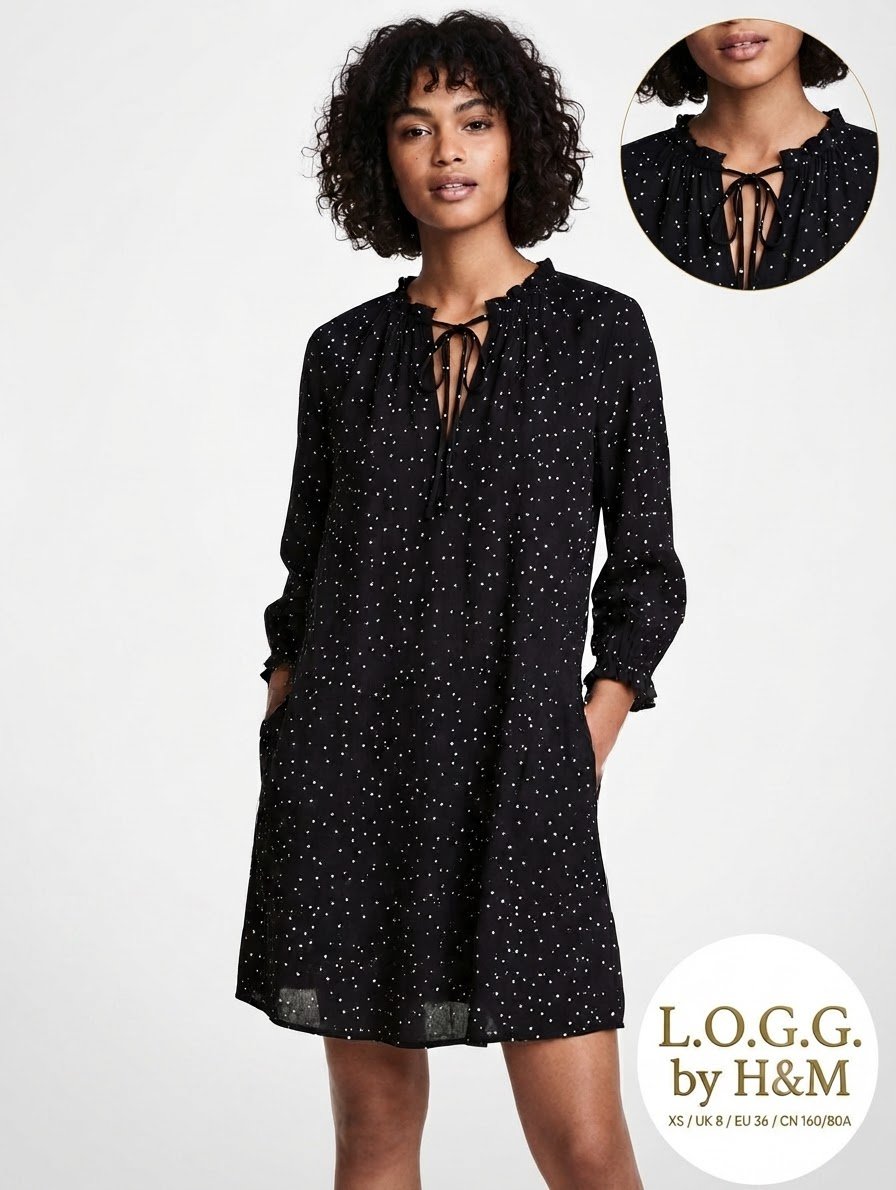 Robe courte noire à pois - H&M (L.O.G.G)