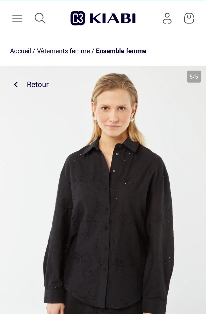 Chemise noir broderie anglaise 