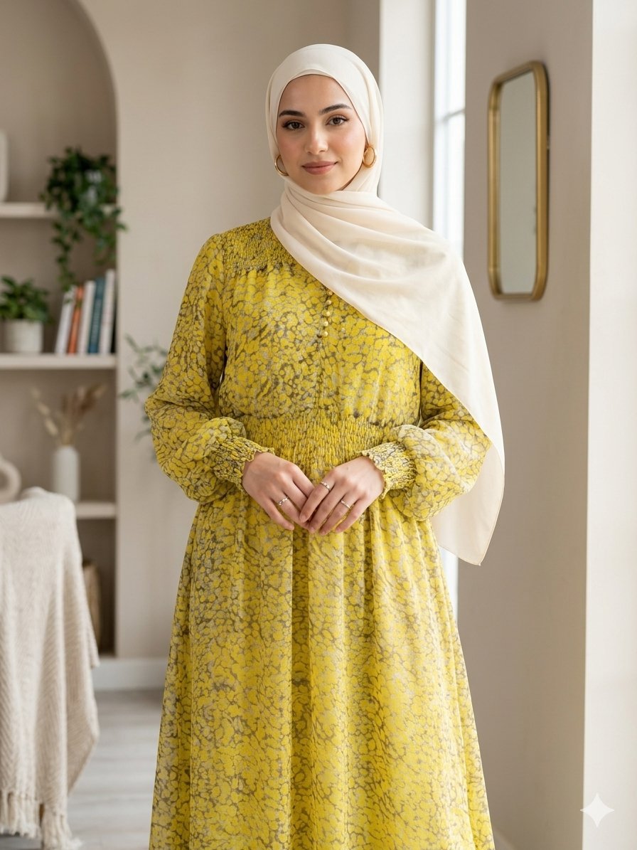Robe leopard jaune importé de turkey