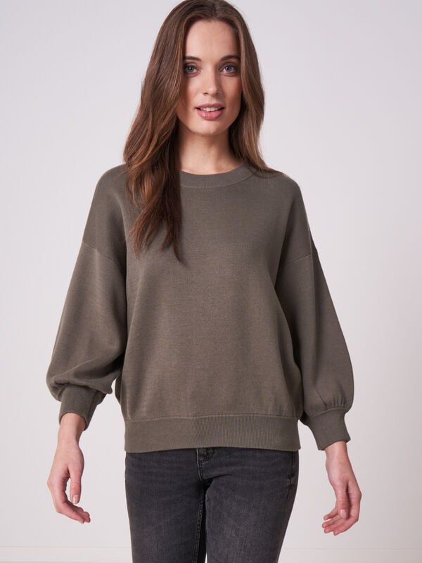 Pull pimkie vert militaire manches bouffantes  taille L 