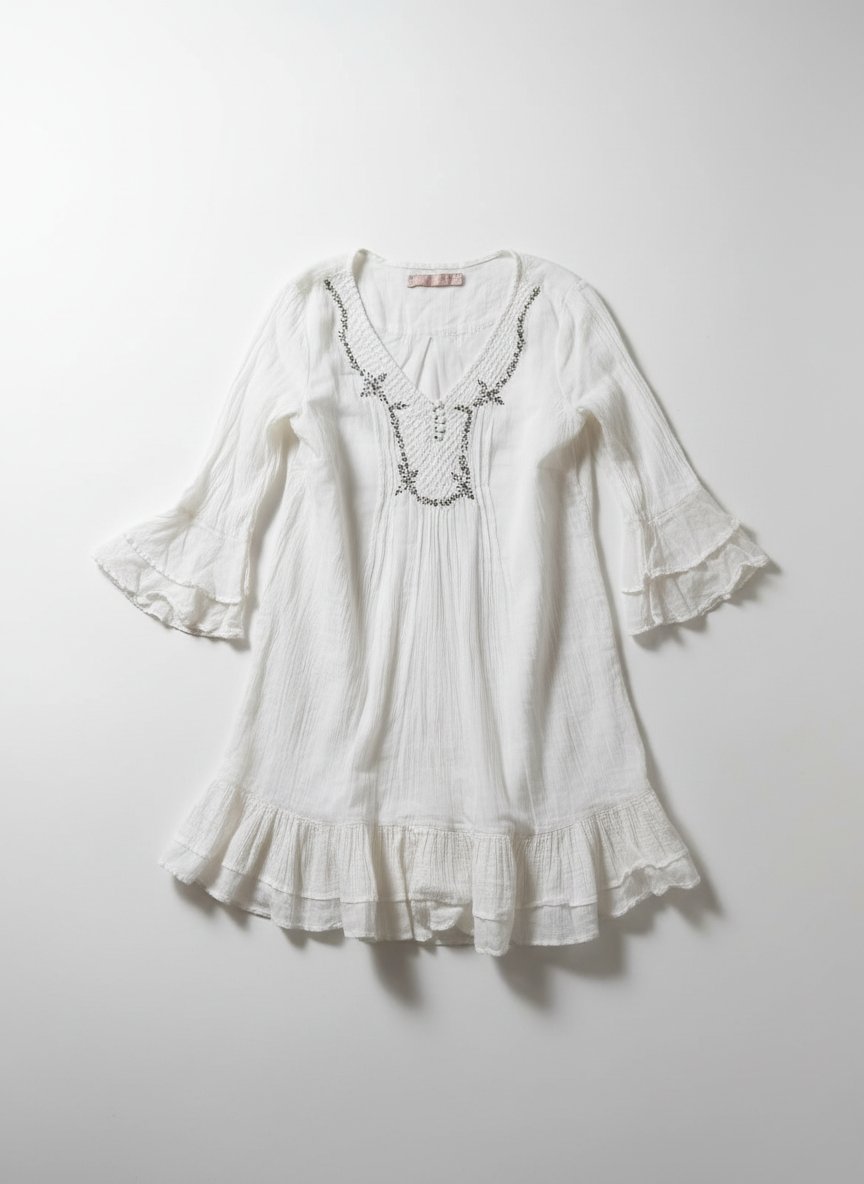Robe courte banc cassé lin