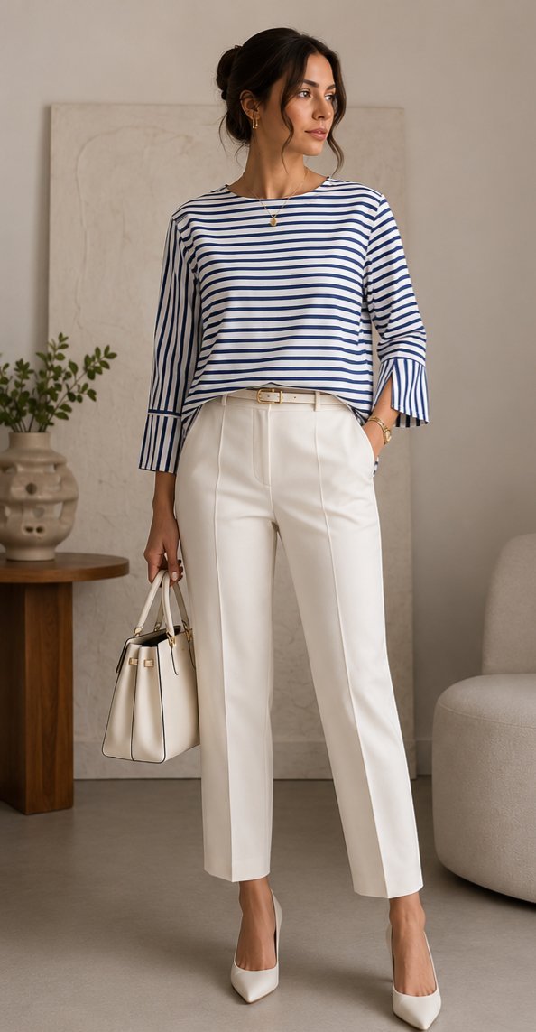 Chemise blanc rayé́" ́   THE SHIRT COMPANY"