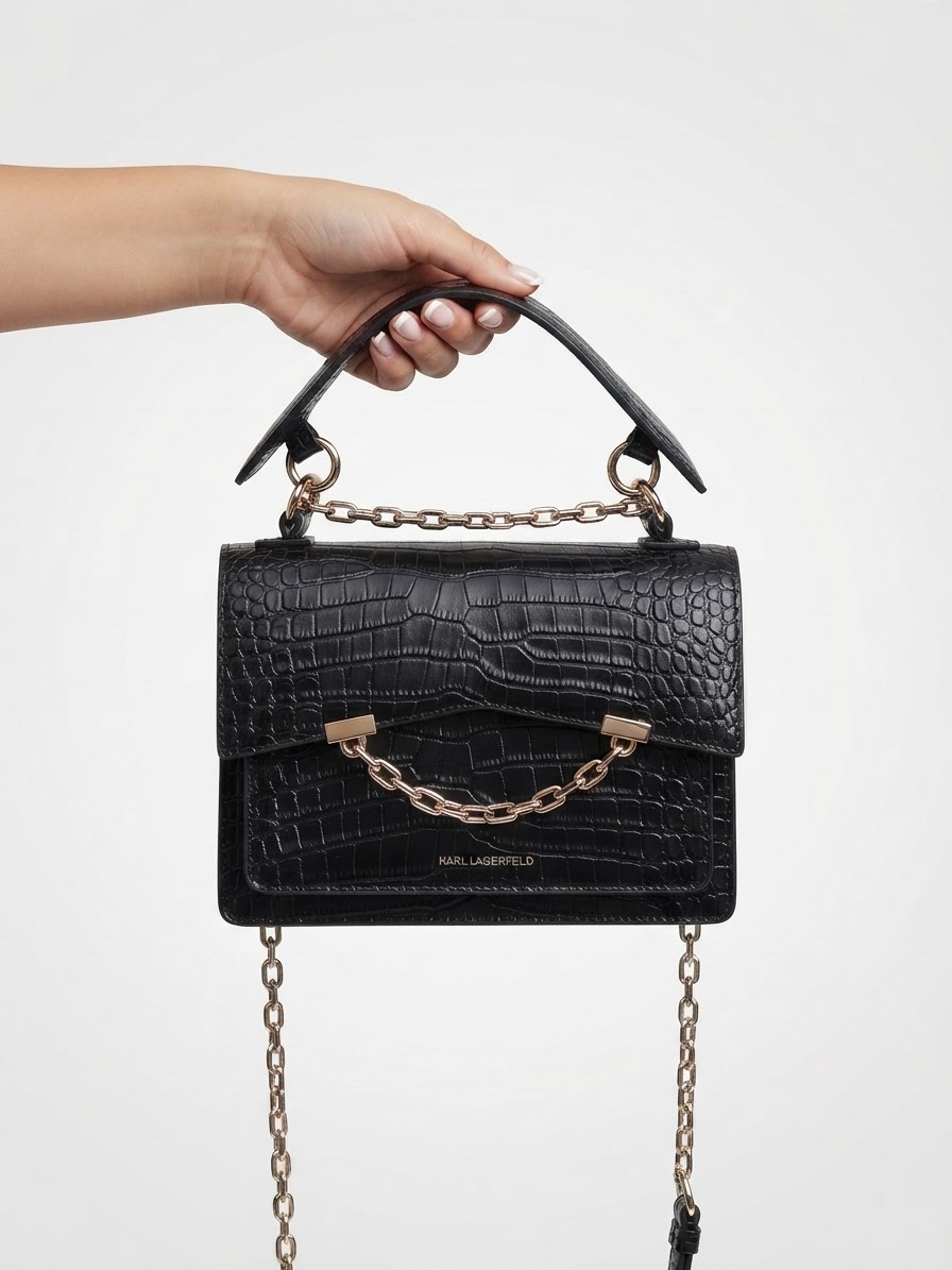 Sac cuir karl lagerfeld noir 