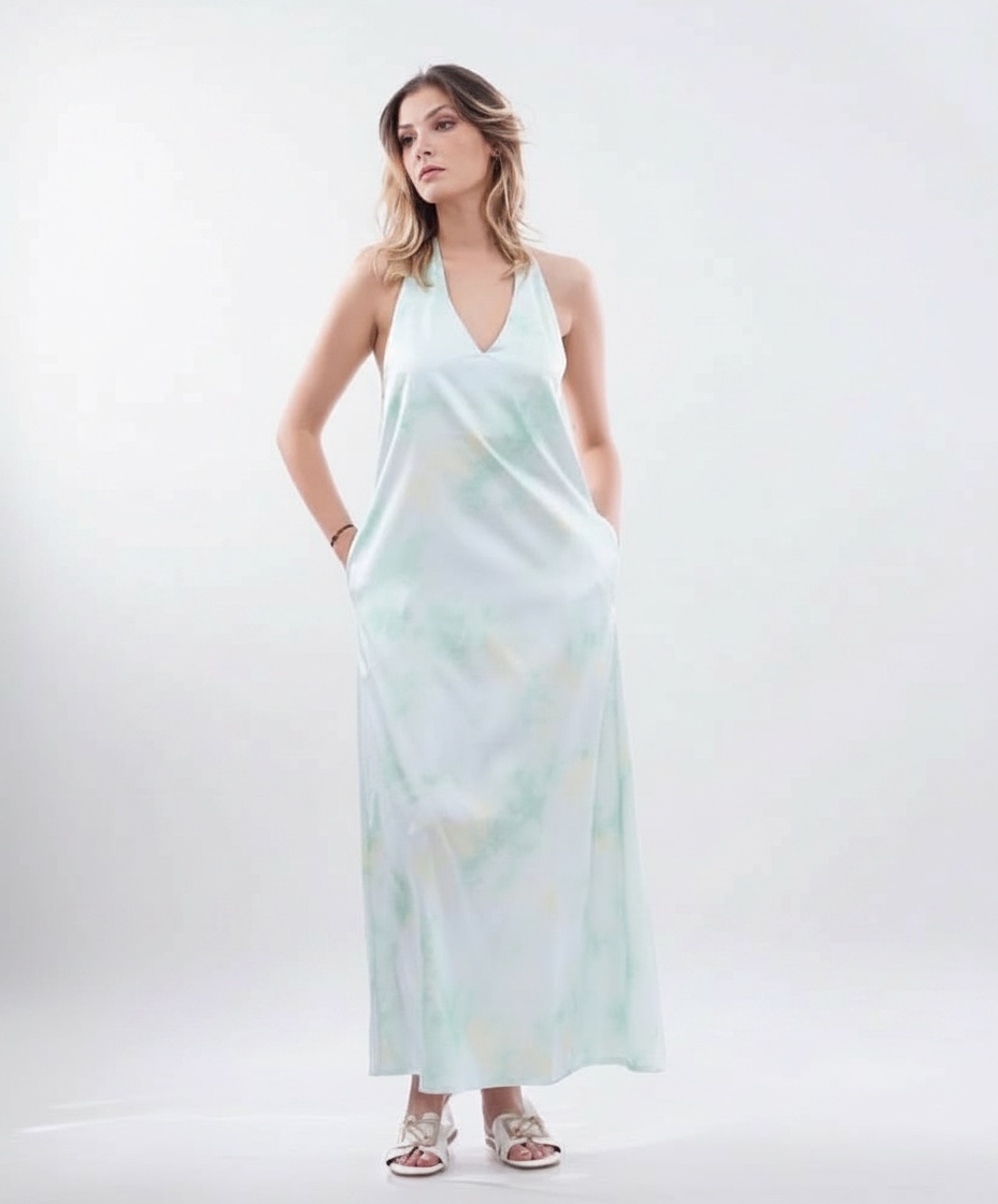 Robe longue fluide effet dye pastel
