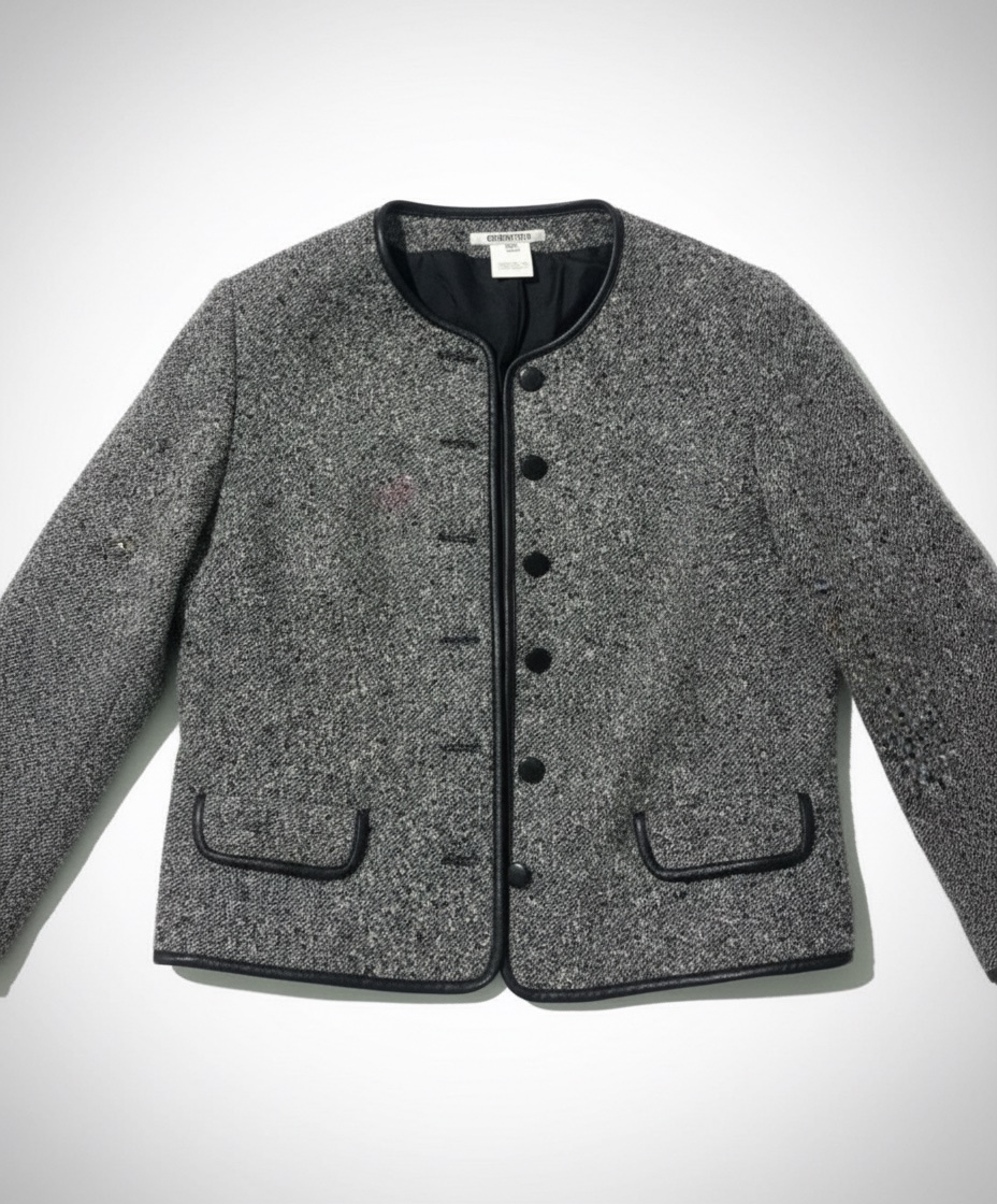 Veste en tweed grise et noire