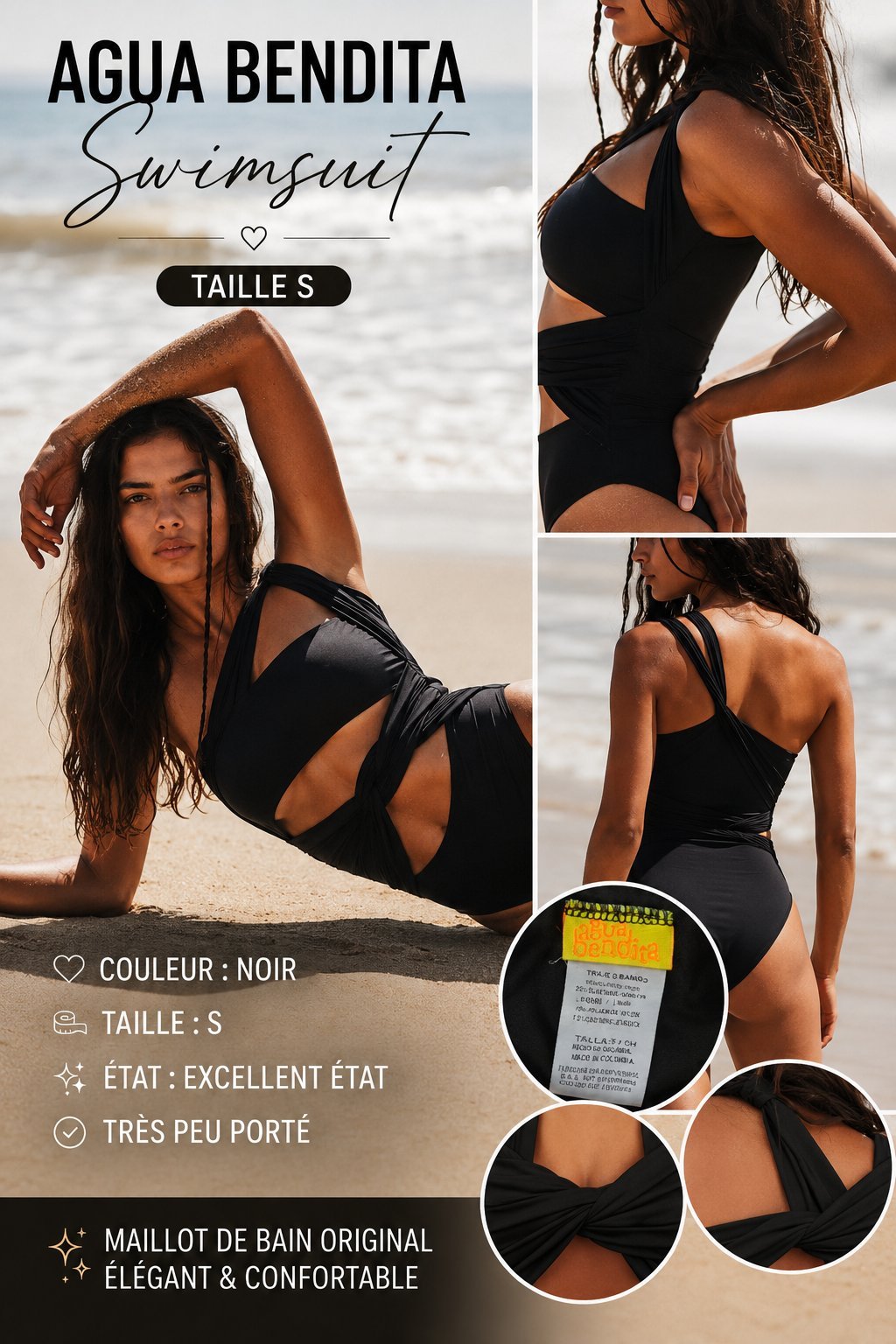 Maillot de bain Agua Bendita Original Noir - Taille S