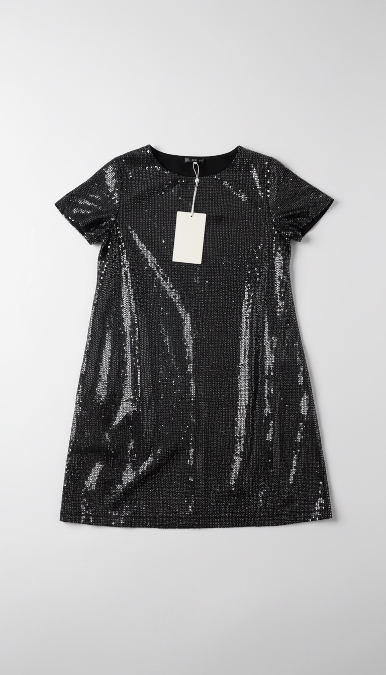 Robe noir avec paillettes gris metalisé