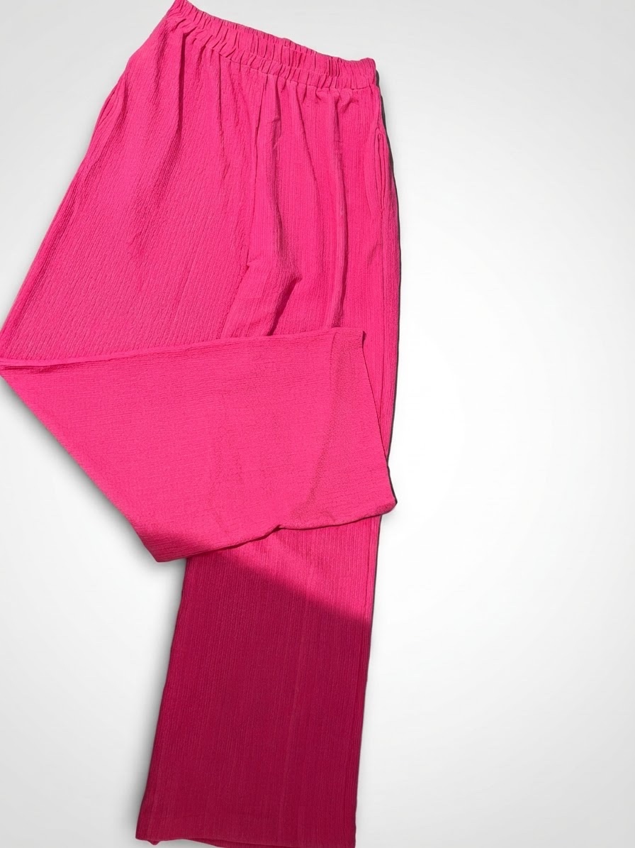Pantalon large fluide rose fuchsia / rose vif