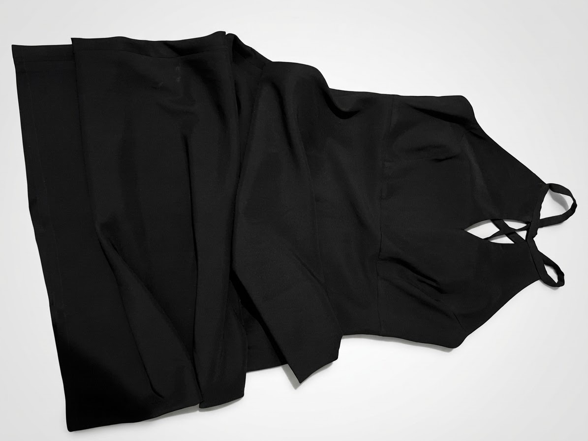 Robe longue/midie noire élégante – Col licou / Dos nu
