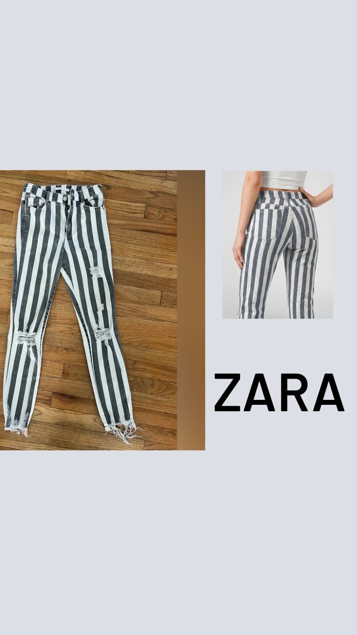 Zara pantalon jeans à rayures vinted💎tt neuf profitez très tendance