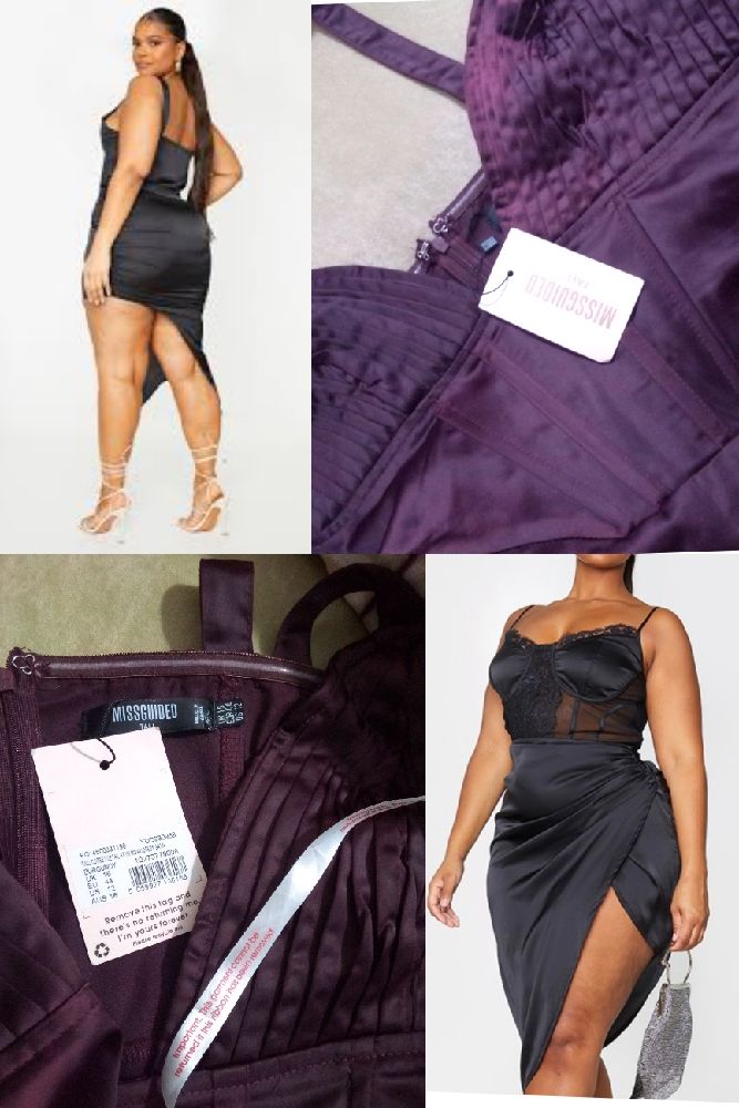 Plus size Robe soirée satin neuve Tall corset