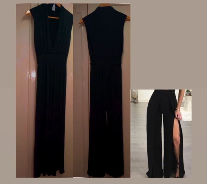 So Elegant Black Jumpsuit  lycra moulante avec fentes côtés ttt neuf 🔥🖤🖤🖤Profitezzz 🖤🖤🖤