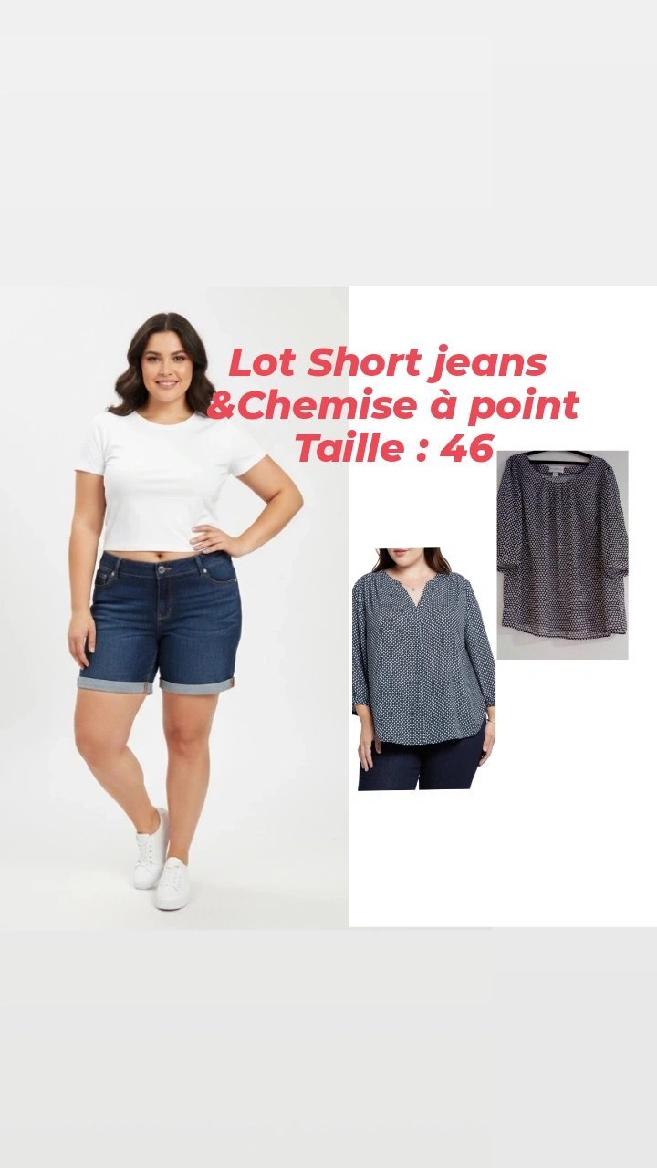 Lot short jeans & chemise grande taille à bas prix 😍