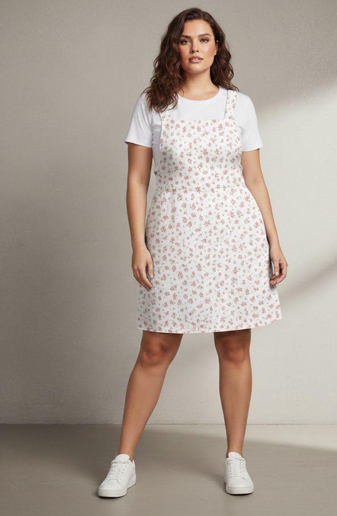 Robe jeans grande taille blanche printed