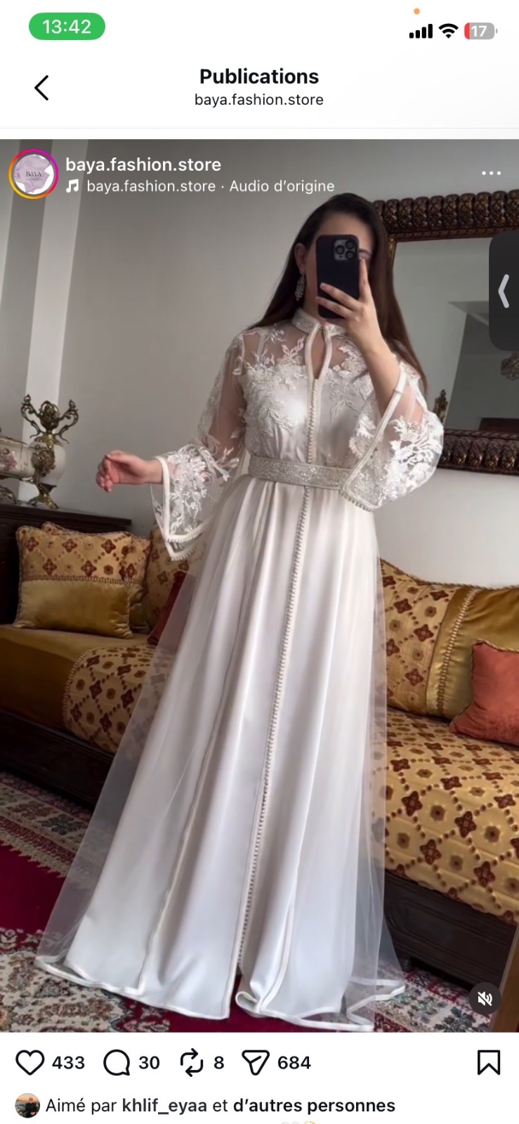 Kaftan effet satinée